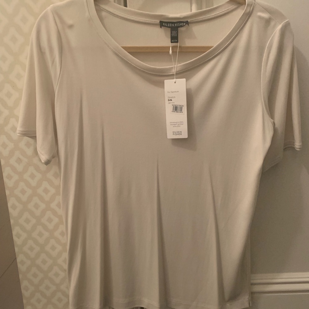 Stretch silk white Eileen Fisher top